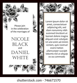 Vintage delicate invitation with flowers for wedding, marriage, bridal, birthday, Valentine's day. 
