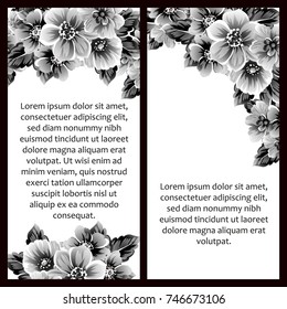 Vintage delicate invitation with flowers for wedding, marriage, bridal, birthday, Valentine's day. 