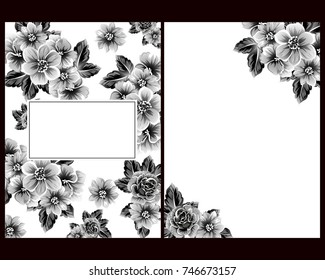 Vintage delicate invitation with flowers for wedding, marriage, bridal, birthday, Valentine's day. 