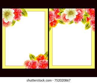 Vintage delicate invitation with flowers for wedding, marriage, bridal, birthday, Valentine's day.