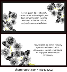 Vintage delicate invitation with flowers for wedding, marriage, bridal, birthday, Valentine's day. Romantic vector illustration.