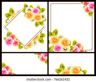 Vintage delicate invitation with flowers for wedding, marriage, bridal, birthday, Valentine's day. Romantic vector illustration.
