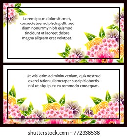 Vintage delicate invitation with flowers for wedding, marriage, bridal, birthday, Valentine's day. 