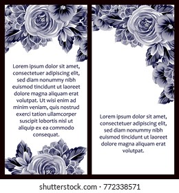 Vintage delicate invitation with flowers for wedding, marriage, bridal, birthday, Valentine's day. 