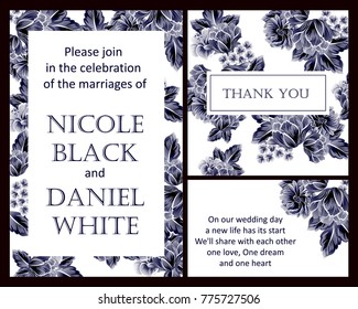 Vintage delicate invitation with flowers for wedding, marriage, bridal, birthday, Valentine's day. Romantic vector illustration.