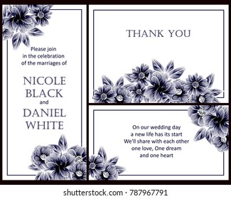 Vintage delicate invitation with flowers for wedding, marriage, bridal, birthday, Valentine's day.