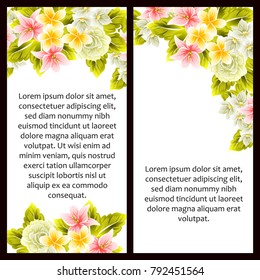 Vintage delicate invitation with flowers for wedding, marriage, bridal, birthday, Valentine's day.