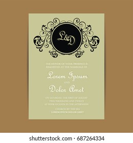 Vintage delicate invitation template with floral elements