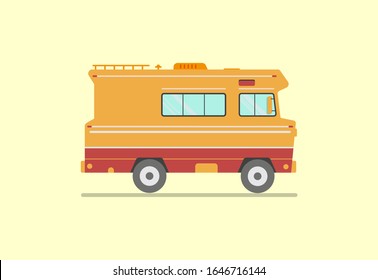 Vintage delivery truck in cartoon style with space for logo or text on a side.Flat style vector illustration