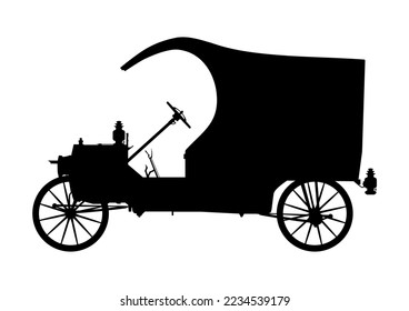Vintage delivery truck silhouette. Vector.