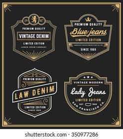 Vintage denim jeans frame logo for your business. Use for label, tags, banner, screen and printing media. Vector illustration