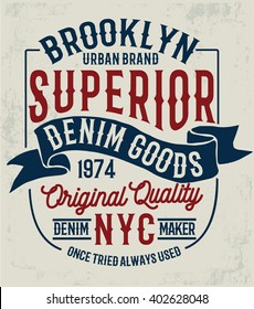 Vintage Denim Label Design, T-shirt Graphics, Vectors