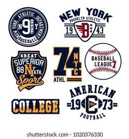 Vintage Denim print apparel set.Old school vector graphic for fashion and printing.New York, California,Brooklyn.Original badge,tee print.Vintage apparel.Retro artwork and typography.Big vector set.