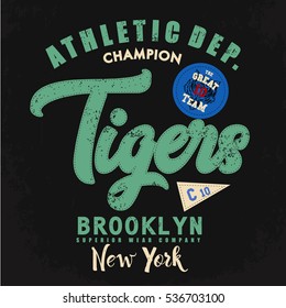 Vintage Denim print for t-shirt or apparel. Old school vector graphic for fashion and printing. Retro artwork and typography.Brooklyn, New York.