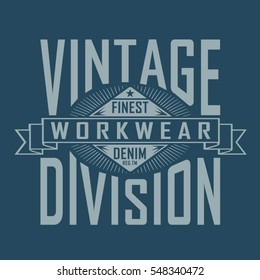 Vintage denim raw typography, tee shirt graphics, vectors