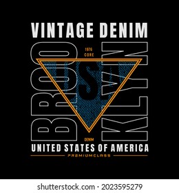 vintage denim street wear,brooklyn typography design for t-shirt print
