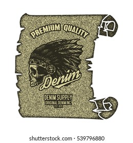 Vintage Denim typography, grunge t-shirt graphics