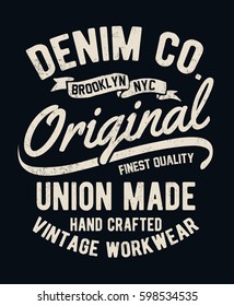 Vintage denim typography for t shirt and other uses.