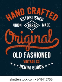 Vintage denim typography for t shirt and other uses.