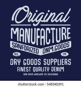 Vintage denim typography, tee shirt graphics, vectors