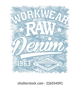 Vintage Denim Typography, T-shirt Graphics, Vectors