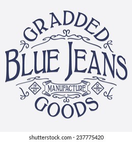 Vintage denim typography, t-shirt graphics, vectors 