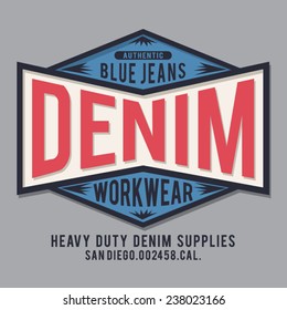 Vintage denim typography, t-shirt graphics, vectors 