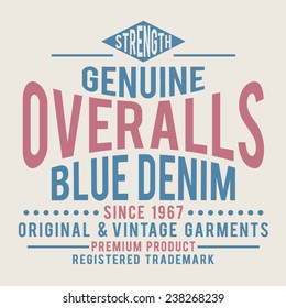 Vintage denim typography, t-shirt graphics, vectors