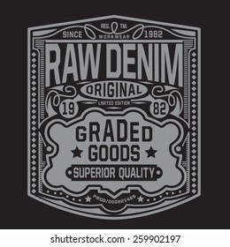 Vintage Denim Typography, T-shirt Graphics, Vectors