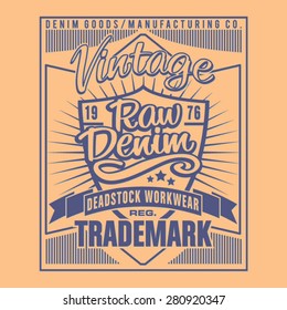 Vintage denim typography, t-shirt graphics, vectors