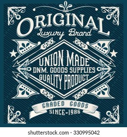 Vintage denim typography, t-shirt graphics, vectors