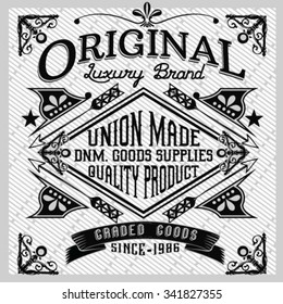 Vintage denim typography, t-shirt graphics, vectors