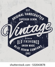 Vintage denim typography, t-shirt graphics. Vectors