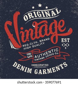 Vintage Denim Wear Tee Print Design