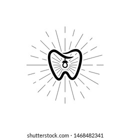 Vintage Dental sun light logo vector with bulb lamp idea concept