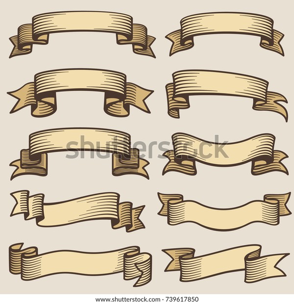 ビンテージデザインバナーリボン 空白の古いベクター画像ラベル テキストイラスト用の空のリボンラベル のベクター画像素材 ロイヤリティフリー