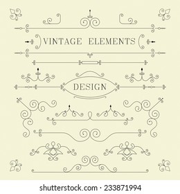 Vintage Design, Borders, Retro Elements, Frame, Vector