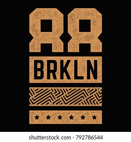 Vintage design. Brooklyn. New York. Brown, grunge banner. Retro print for t-shirts. Design for t-shirts, posters. 