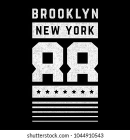 Vintage design. Brooklyn. New York.White, grunge poster. Retro print for t-shirts. Design for t-shirt.