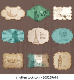 Vintage Design City Elements for Scrapbook - Old tags and frames in vector