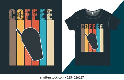 Vintage Design with Coffee Cup Silhouettes; Trendy Design for Print