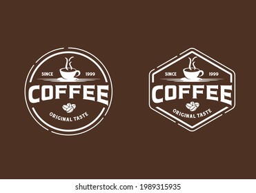 Vintage design coffee logo. Stamp, label, badge, sign logo design inspiration template