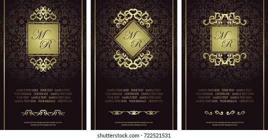 Vintage design for diploma, certificate or sample invitation. Set of templates for your decoration. Retro design        