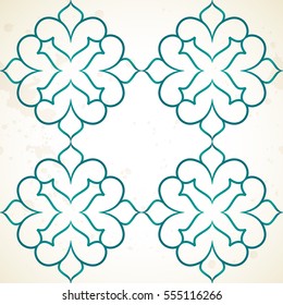 Vintage design element in Eastern style. Vector seamless pattern with floral ornament. Ornamental lace tracery. Islamic wallpaper. Traditional arabic decor, geometric background.