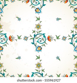 Vintage design element in Eastern style. Vector seamless pattern with floral ornament. Ornamental lace tracery. Luxury ornate illustration for wallpaper. Premium arabic decor on light background.