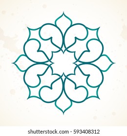 Vintage design element in Eastern style. Vector illustration with islamic ornament. Ornamental lace tracery. Islamic wallpaper. Mandala. Traditional arabic decor, geometric background.