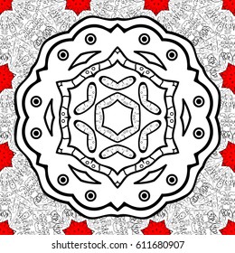 Vintage design element in Eastern style. Vector seamless pattern with floral ornament. Ornamental lace tracery. Golden ornate illustration for wallpaper. Traditional arabic decor on red background.
