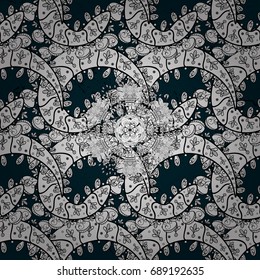 Vintage design element in Eastern style. Vector pattern with floral ornament. White ornate illustration for wallpaper. Traditional arabic decor on blue background. Ornamental lace tracery.