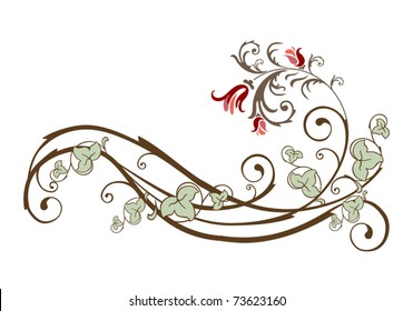 vintage design element  with flowers and ivy