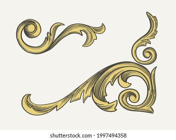 Vintage design elements. Baroque swirls. Classical ornament.